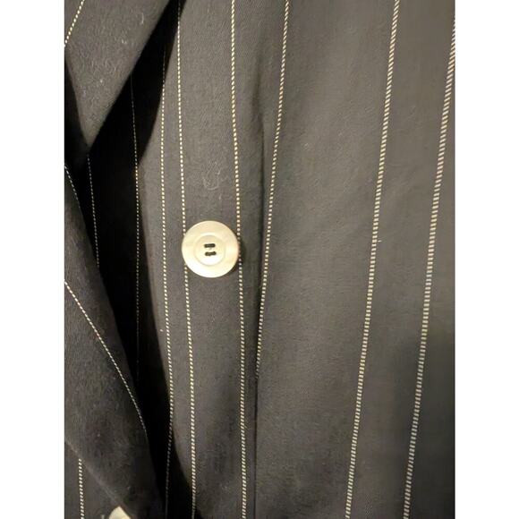 VINTAGE ESCADA MARGARETHA LEY 100% New Wool Pinstripe Double Breasted Long - Picture 6 of 10